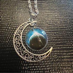 New blue Colorful nebula milky way Moon galaxy Crescent celestial necklace